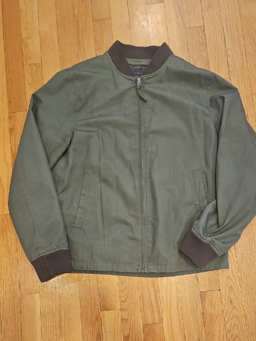 J. Crew Olive Green Bomber Jacket with Dark Rib Trim